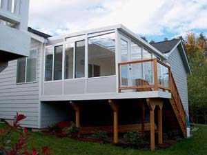 Wood Railing with Glass Panels